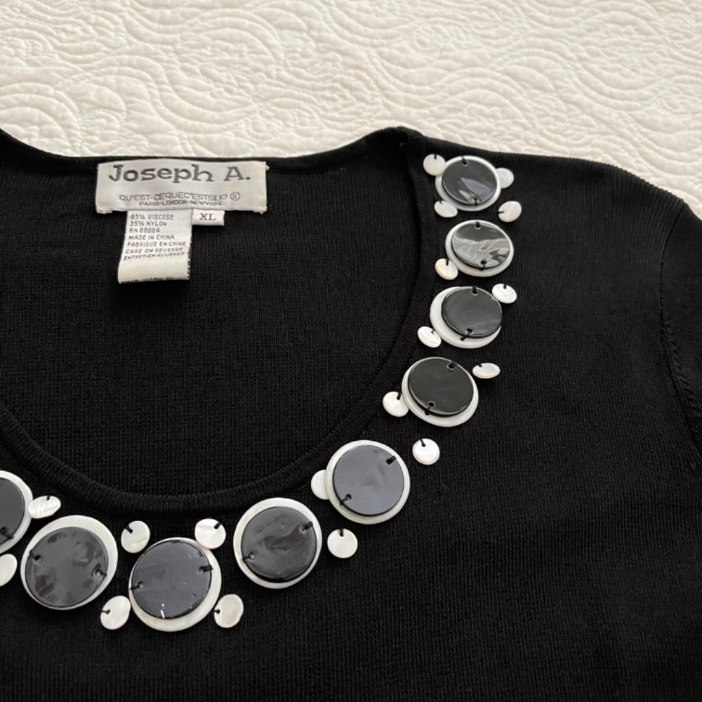 Vintage Joseph A. Shirt Embellished Scoop Neckline X-Large - Picture 7 of 16